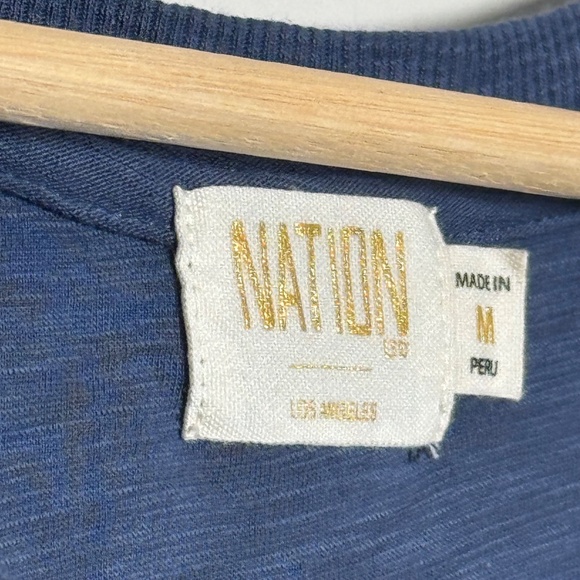Nation LTD Romy Modest Long Puff Sleeve Tee in Ocean Blue Sz M - Picture 3 of 7